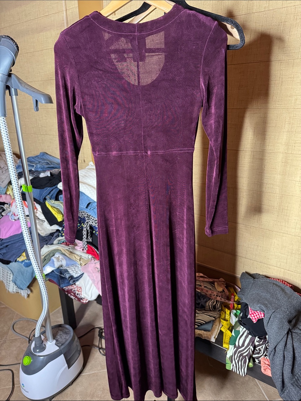 Vintage Rabbit Rabbit Rabbit Designs Plum Slinky Knit Maxi Dress Size 6 - Picture 6 of 6